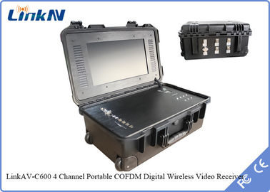 Receptor video de la maleta de IP65 4-Channel COFDM con sensibilidad 106dBm@2MHz de la encripción de la batería y de la exhibición AES256 la alta