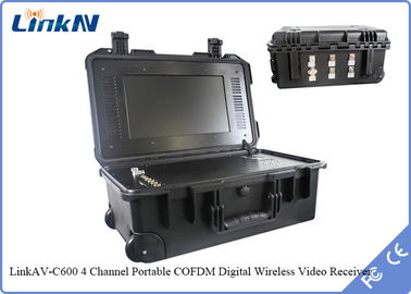 Receptor video táctico IP65 de la maleta COFDM con la encripción DC-12V de la batería y de la exhibición AES256
